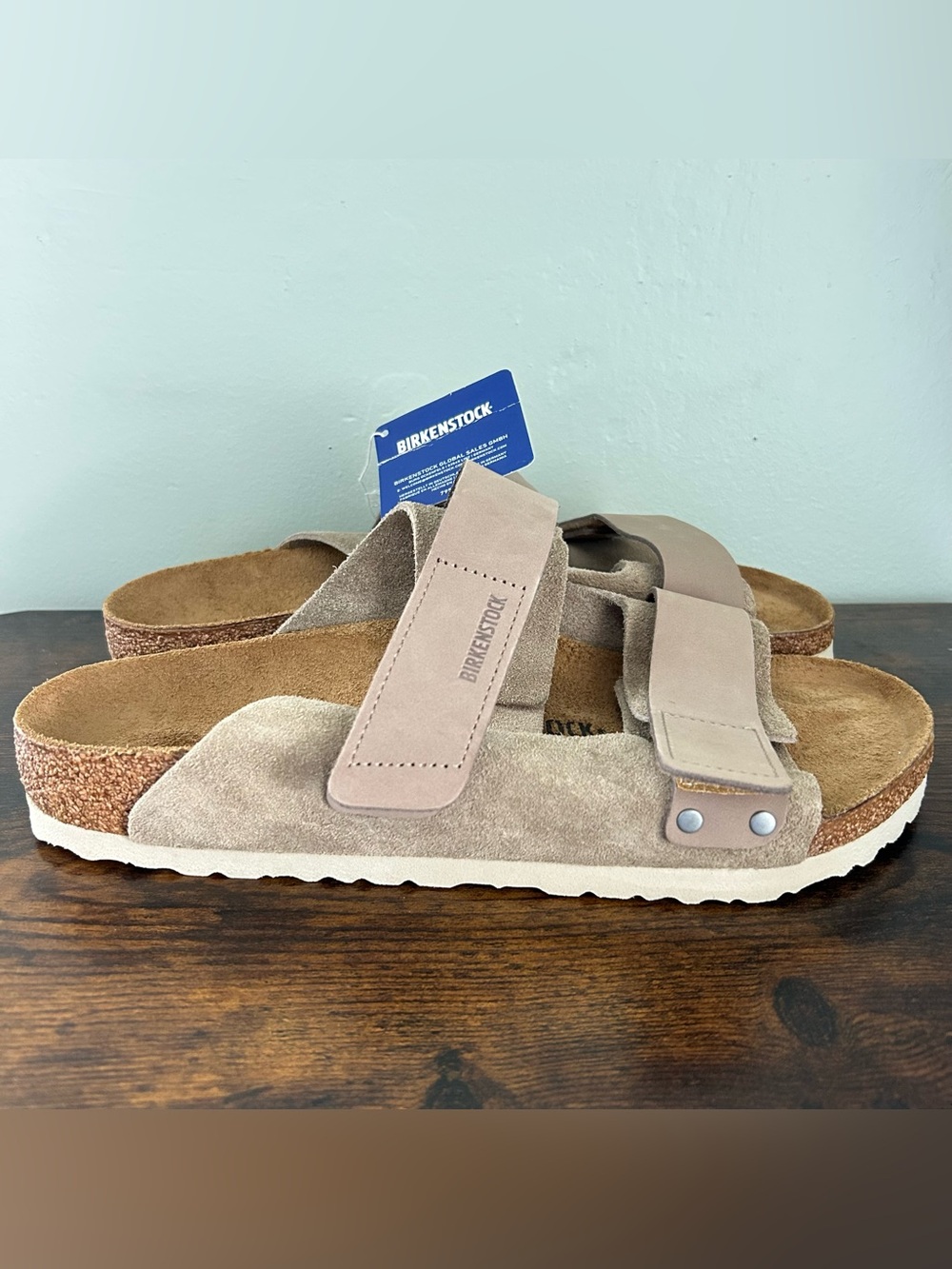 Birkenstock Men's Uji Nubuck Suede Leather Taupe Sandals Size EU 44 US 11